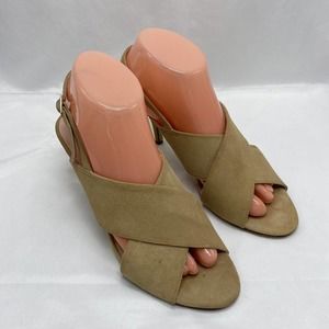 Kate Spade Size 8 B Patent Suede Leather Peep Toe Kitten Heel Strappy Slingbacks